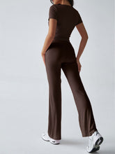 Devine Short Sleeve Top and Drawstring Pants Set OutfitFlow